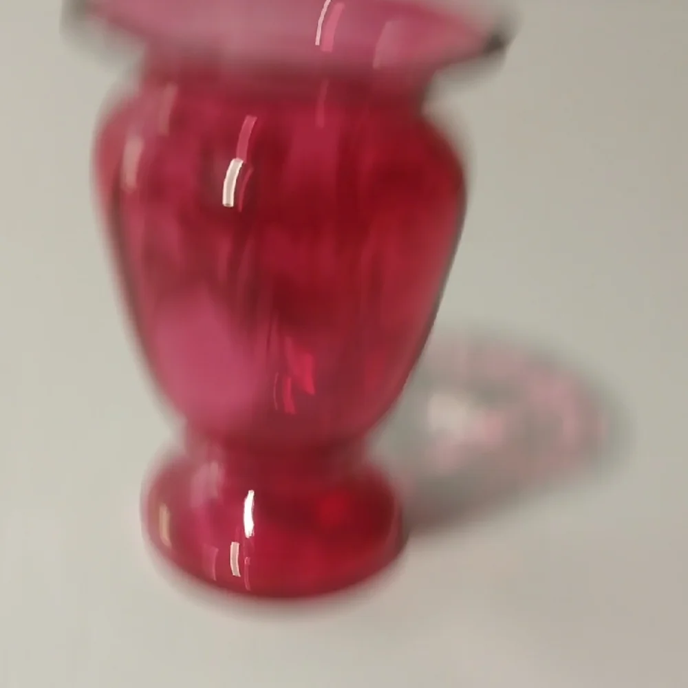 Vintage Bohemian Chezoslovkia Mini Hand Painted Cranberry Vase - Picture 3 of 5